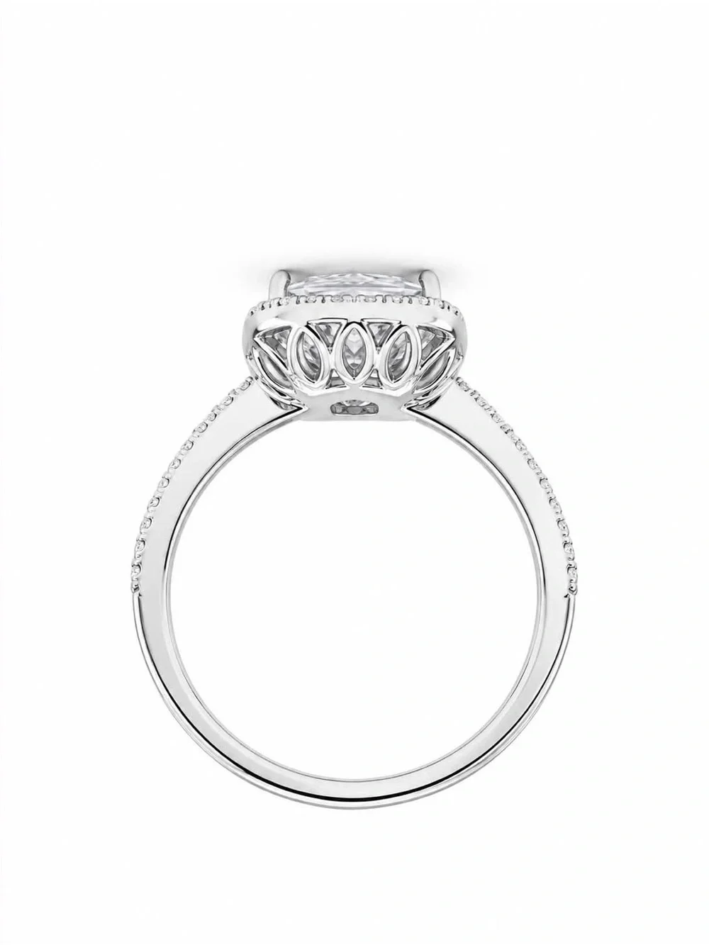 Cushion Halo Solitaire Ring in Silver with Clear Center Stone